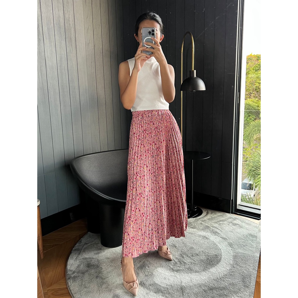 (4pt JASMINE) MBL Rok Plisket / Pleated Skirt / Motif Hyget Super Khusus Grosir Serian 4 Warna