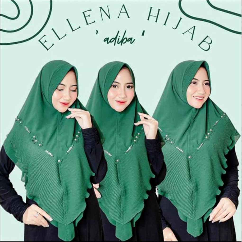 (Ellena Hijab) Khimar Ceruty Premium 2 Layer Adiba Original Ellena