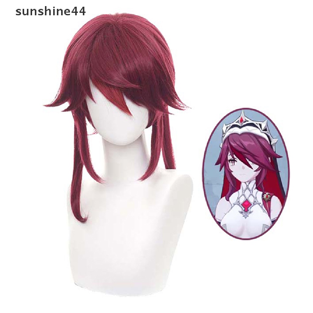 Sunshine Wig / Rambut Palsu Panjang + Poni Tahan Panas Warna Merah Untuk Cosplay Anime