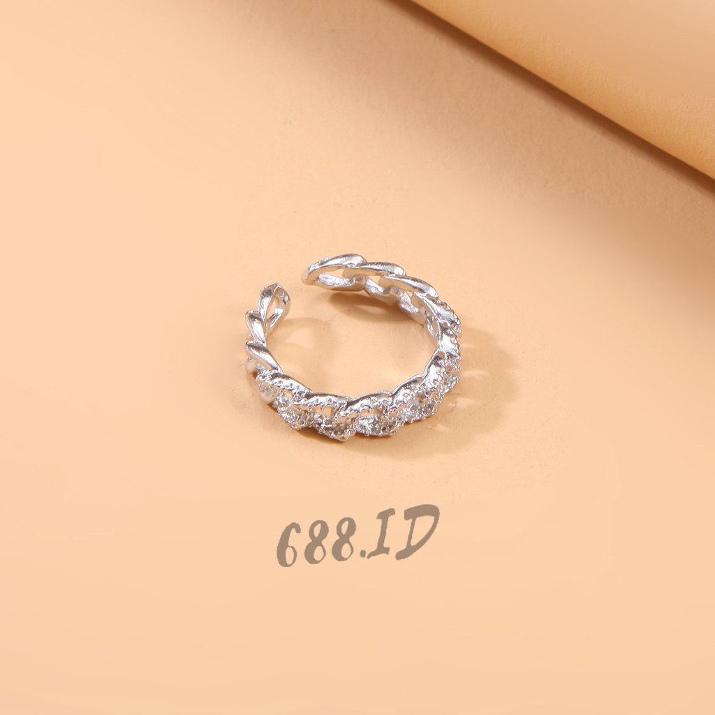 Cincin Wanita Adjustable Crystal Fashion Korea Style Model Terbuka CC 02