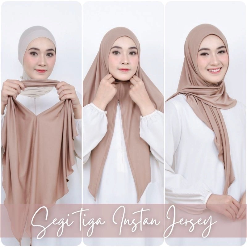 Jilbab Segitiga Instan Jersey / Hijab Segitiga Instan Jersey / Kerudung Segi tiga