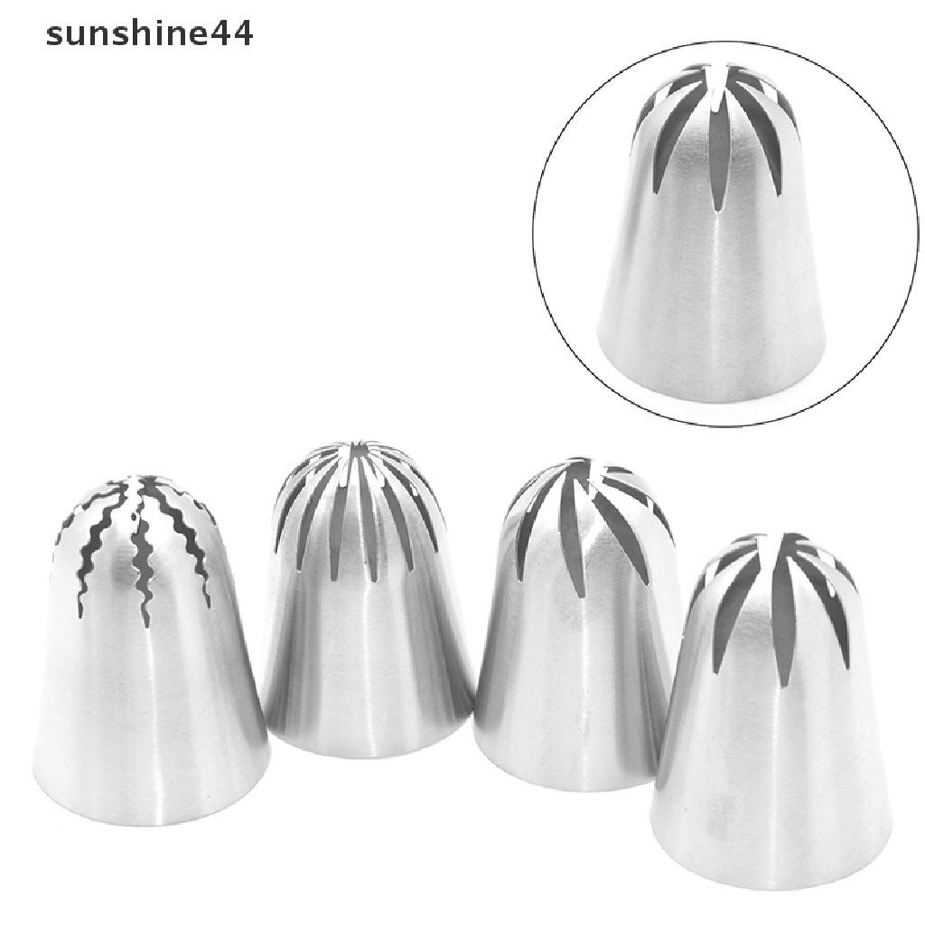 Sunshine 4pcs / Set Spuit Piping Bahan Stainless Steel Untuk Dekorasi Kue