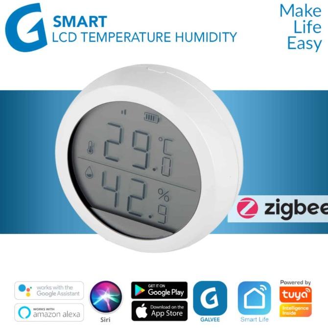 Galvee Smart Zigbee Lcd Temperature Humidity Sensor Smart Home