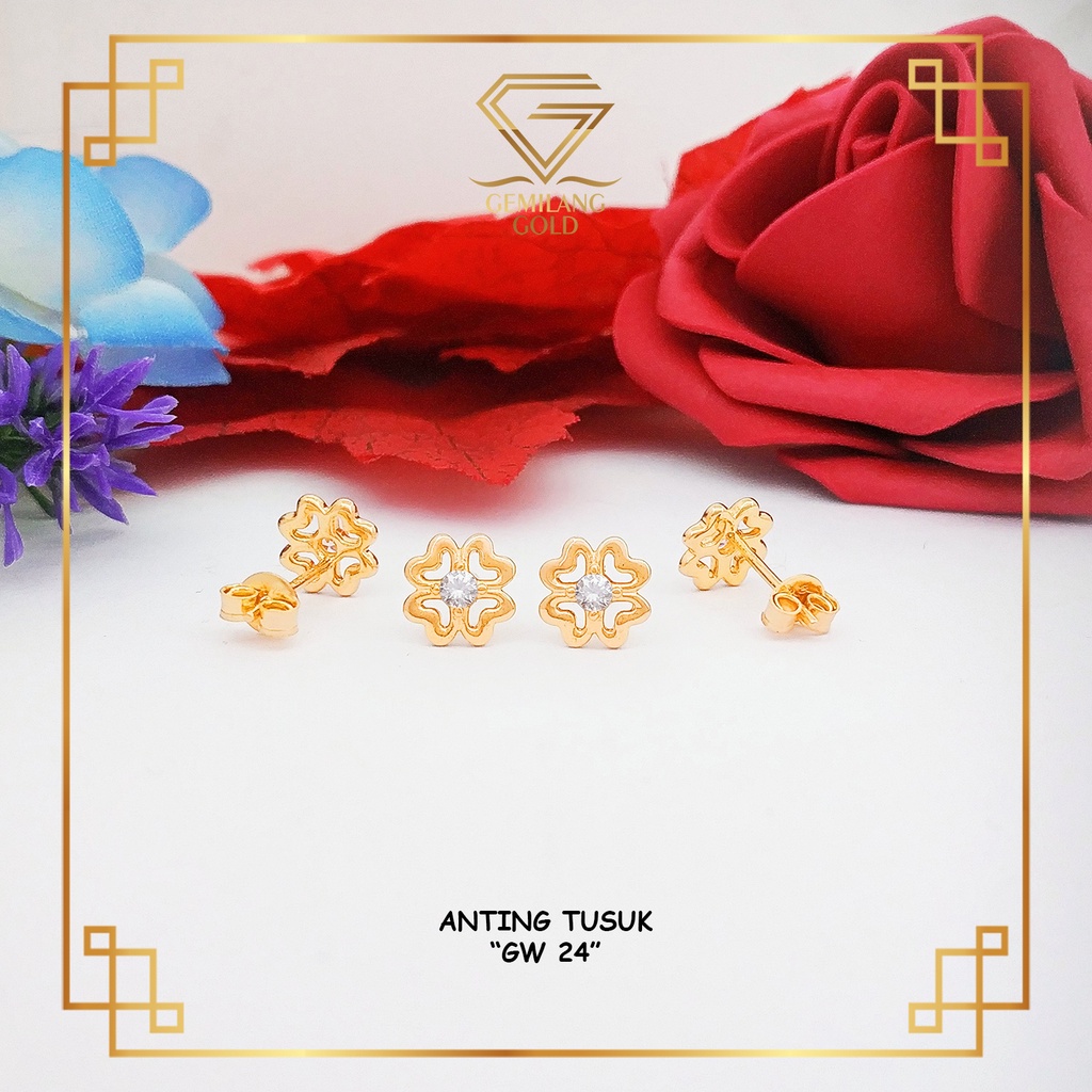 ANTING EMAS TUSUK KADAR 300 (6K) & 375 (8K) MODEL GIWANG ANTING GIWANG EMAS BUNGA SIMPLE & MEWAH GIW