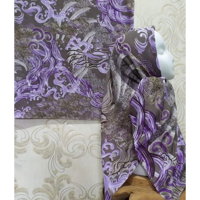 HIJAB VOAL MOTIF GELOMBANG UNGU