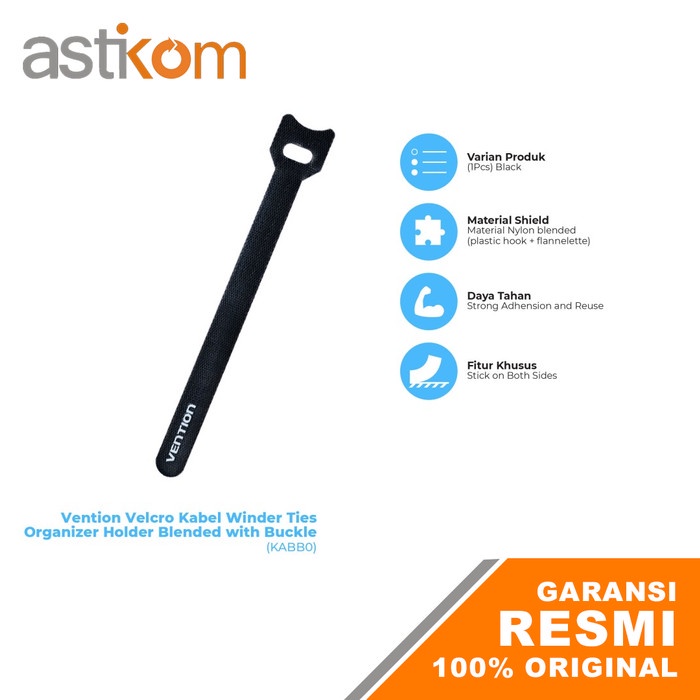 Kabel Cable Ties Vention with Buckle Double Lock Black (150*20) KABB0