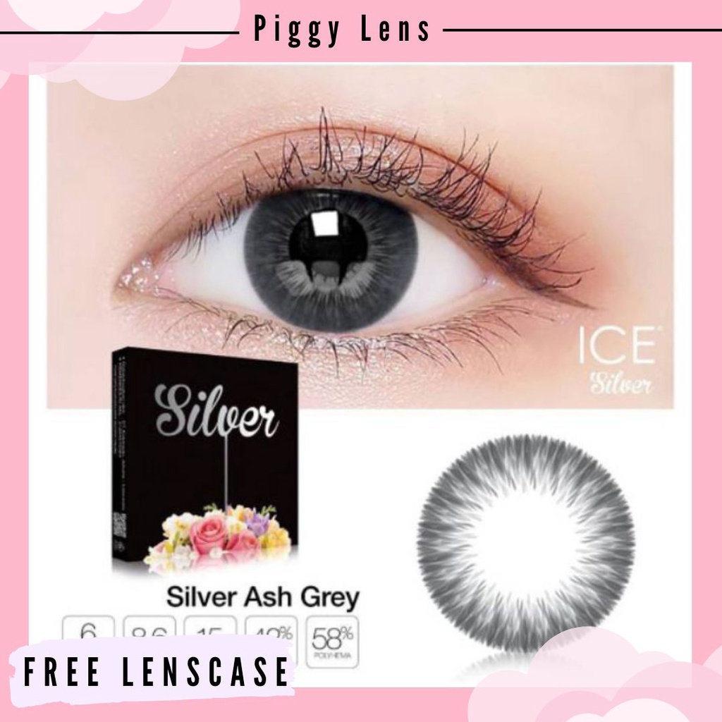 SOFTLENS ICE SILVER DIA 15MM NORMAL &amp; MINUS 0.50 SD 2.50 free lenscase