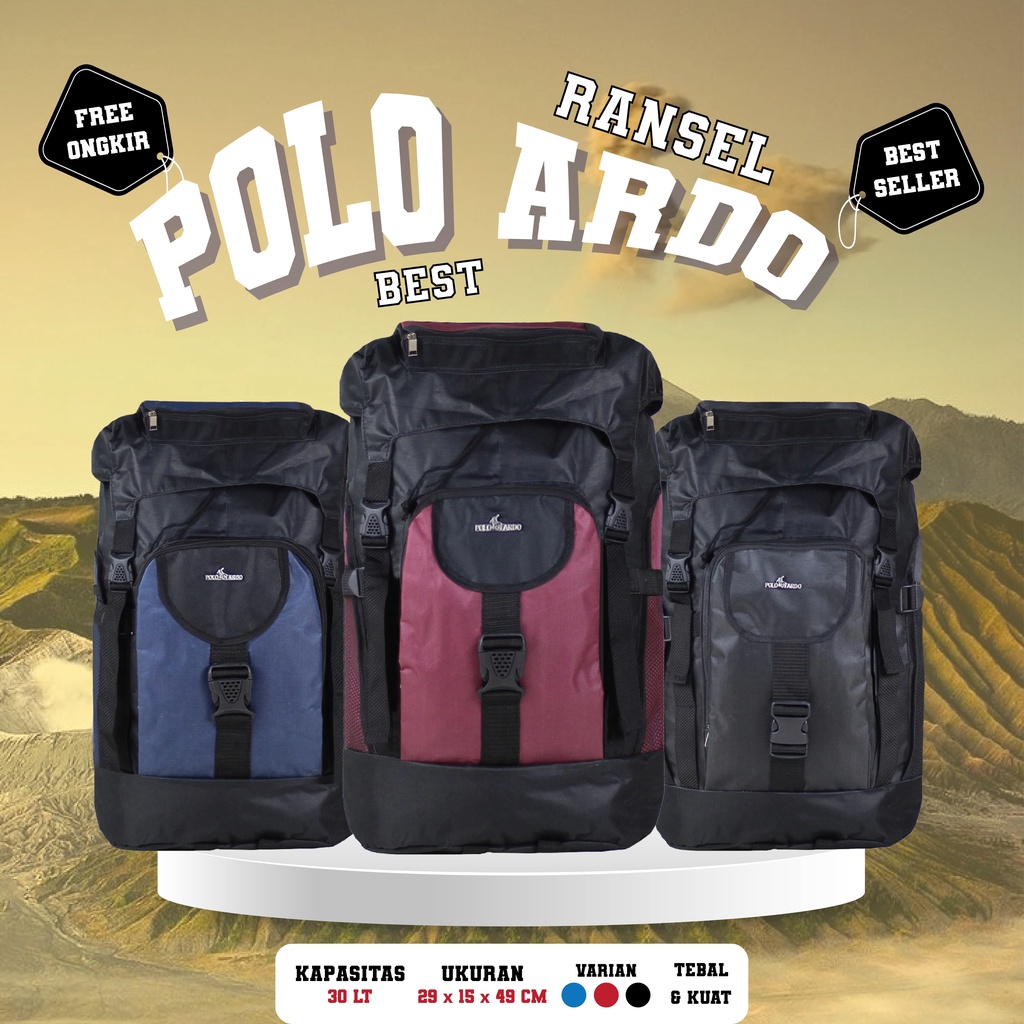 TAS BACKPACK RANSEL GENDONG PRIA ARDO GUNUNG OUTDOOR TRAVEL TERBARU TERMURAH CAMPING HIKING KUAT