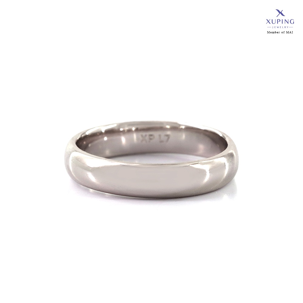 Xuping Cincin Kawin Silver Titanium Polos Lapis Emas 0122010104