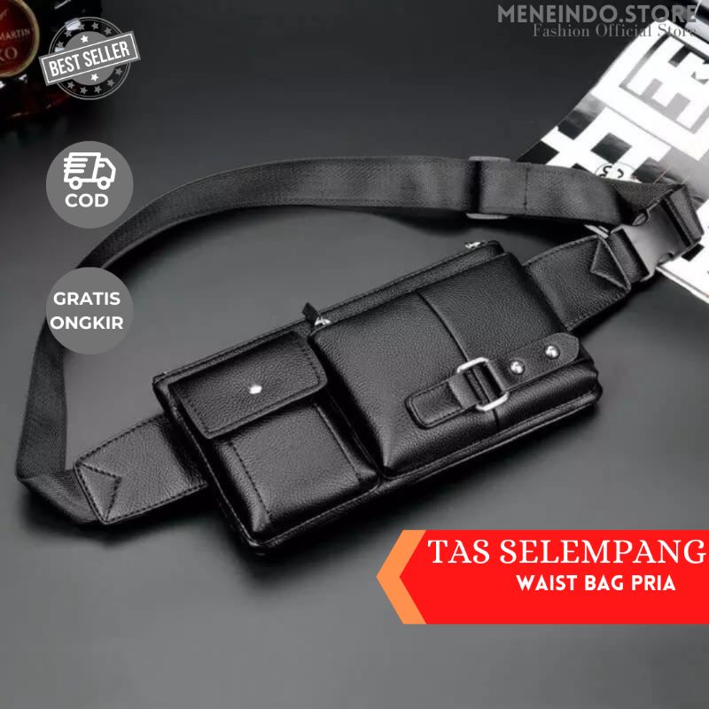 Waistbag Chestbag Tas Selempang Kulit Pria Asli Waisbag Cowok Bahan Kulit Asli Original Terbaru Keki