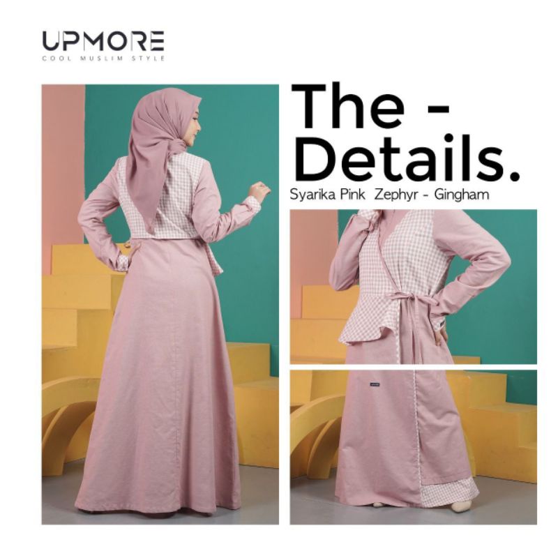 GAMIS UPMORE SYARIKA PINK ZEPHYR GINGHAM