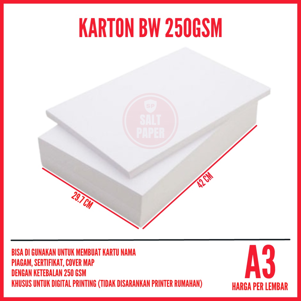 

Kertas BW A3 250gsm isi 1 lembar / Kertas BW