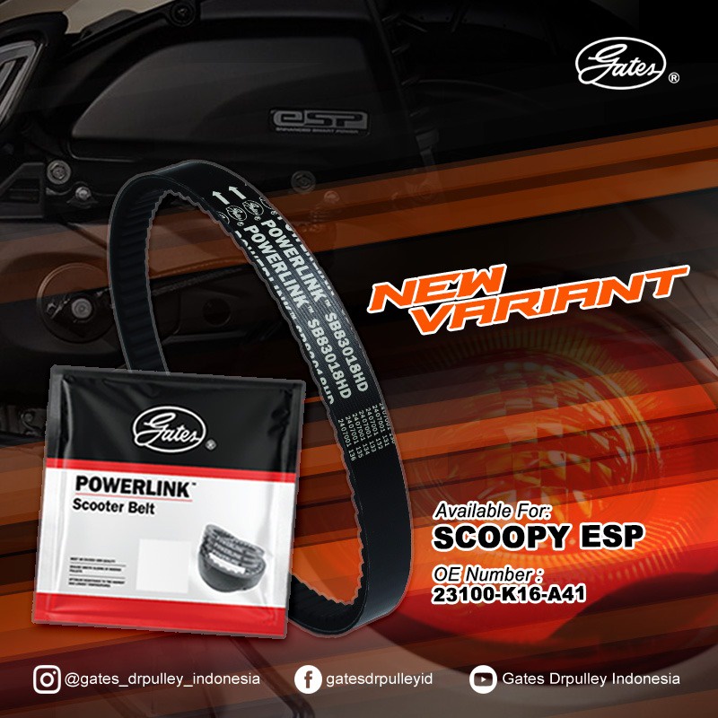 Vanbelt V belt Fanbelt Beat Fi ESP Scoopy Fi Spacy Fi Gates Powerlink Made in Thailand