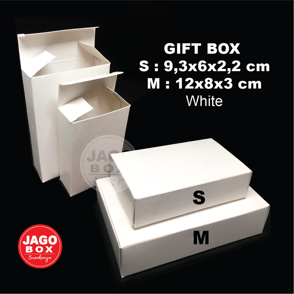 KOTAK SOUVENIR / PACKING / KADO / GIFT BOX M Putih , 12x8x3 cm