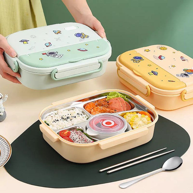 BIANCA - READY Kotak Makan Lunch Box Sekat 4 Stainless 316 SPACE ASTRONOT EDITION