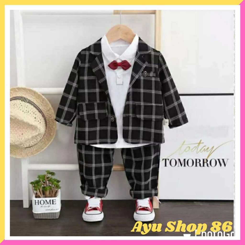 Baju Setelan Set 3in1 Vest Jacob Kid Anak Laki Cowok Umur 4 5 6 Tahun Simple Keren Trend Kekinian Mu