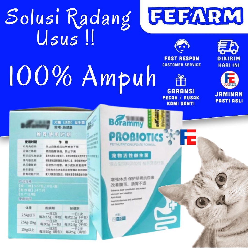 Probiotik Obat Diare Kucing Anjing Per Sachet FEFARM