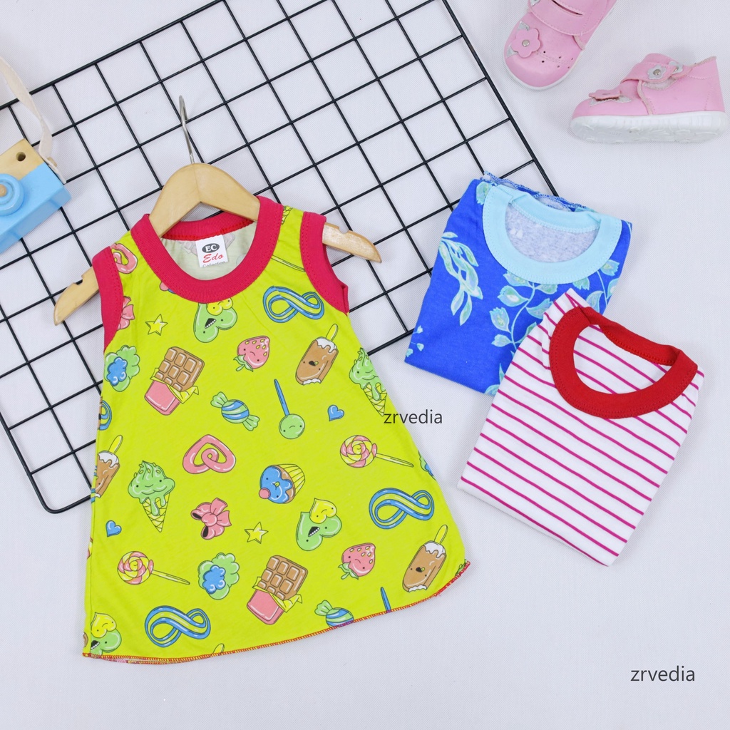 Daster Yukensi Bayi uk 0-12 Bulan / Dress Baby Girl New Born Bahan Kaos Adem Meylan Edo kiosbalitaaprilia