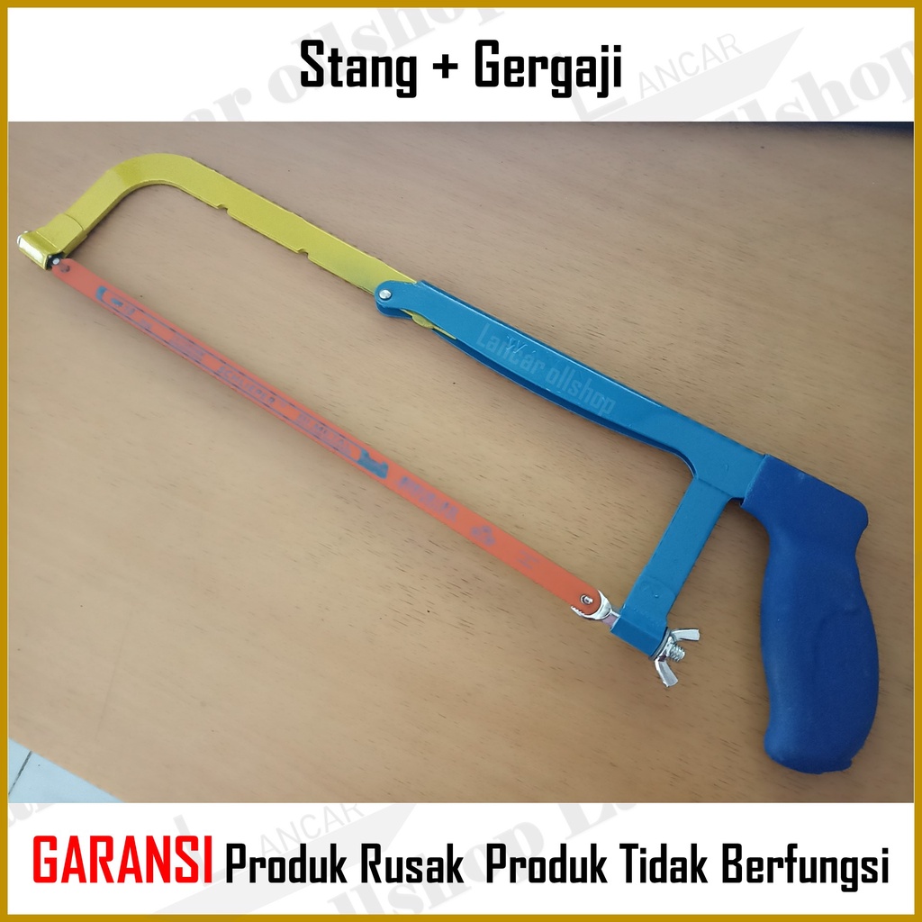 Gagang Gergaji Besi Hacksaw Frame Gagang Karet / Stang Gergaji Mata Gergaji 1 Set Murah