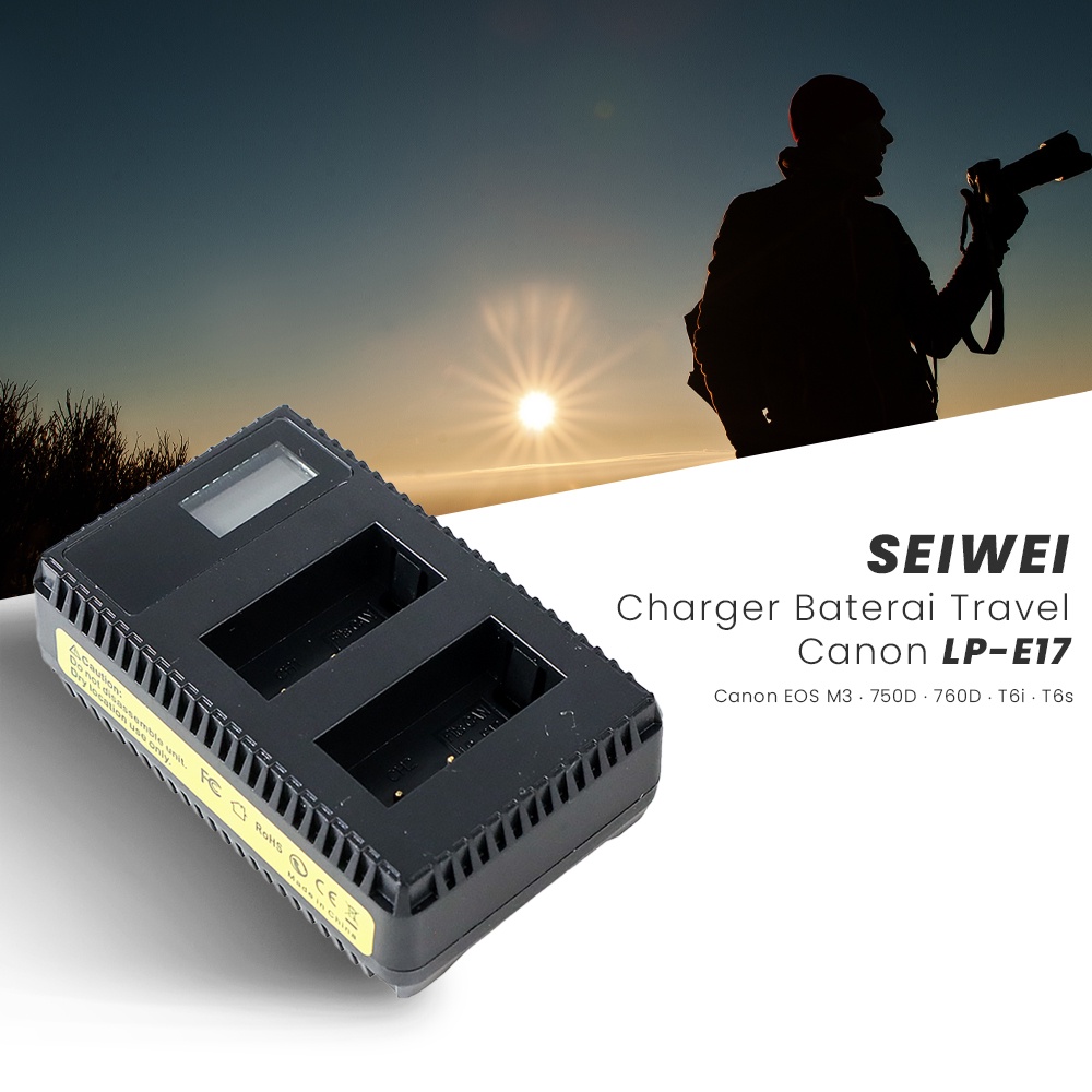 SEIWEI Charger Baterai Travel Canon EOS M3 750D 760D T6i T6s - LP-E17 - Black