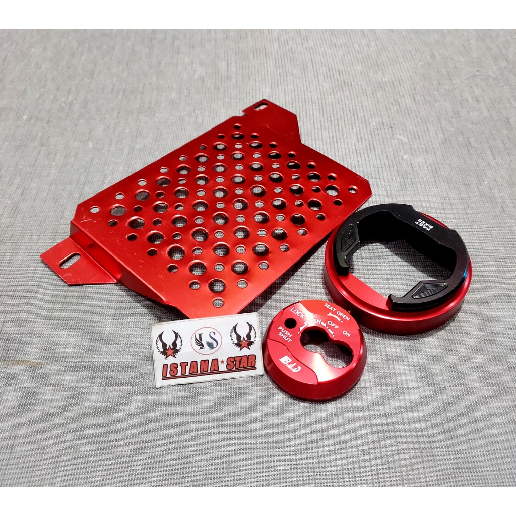 PAKET COVER RADIATOR NMAX OLD +COVER KUNCI+COVER TANGKI/MERAH