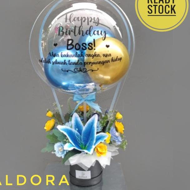 box balon bunga bouquet bucket balon bloom box buket - Pink, KIRIM BESOK