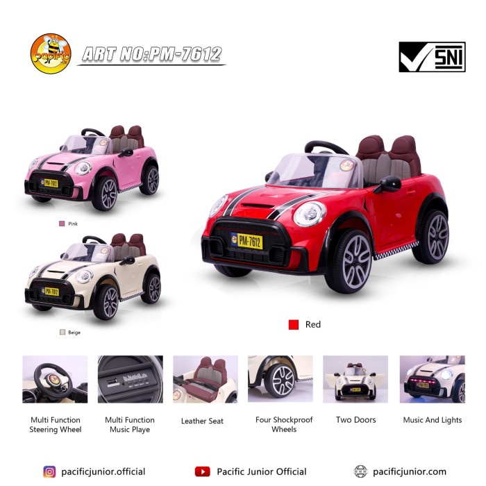 Mobil Aki Pacific PM 7612 Mini Cooper PM7612 Mobil Mainan Anak