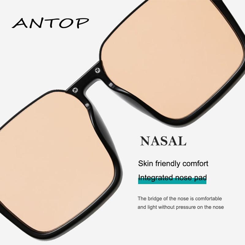 【antop】Kacamata Hitam Model Half Frame Besar Bahan Metal Gaya Vintage Untuk Wanita