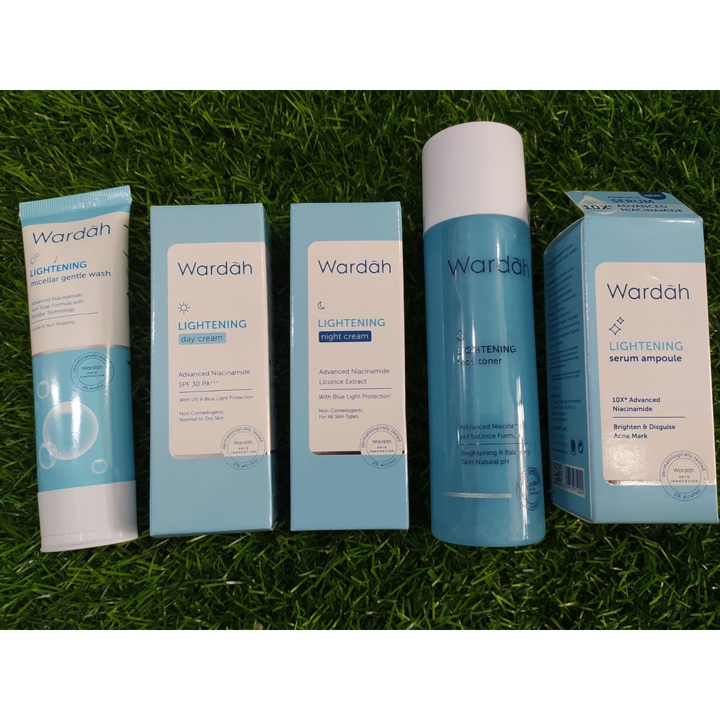 Paket Wardah Lighteing (Day k ,Night k ,Toner,Gentle wash 50ml ,Serum 30ml)