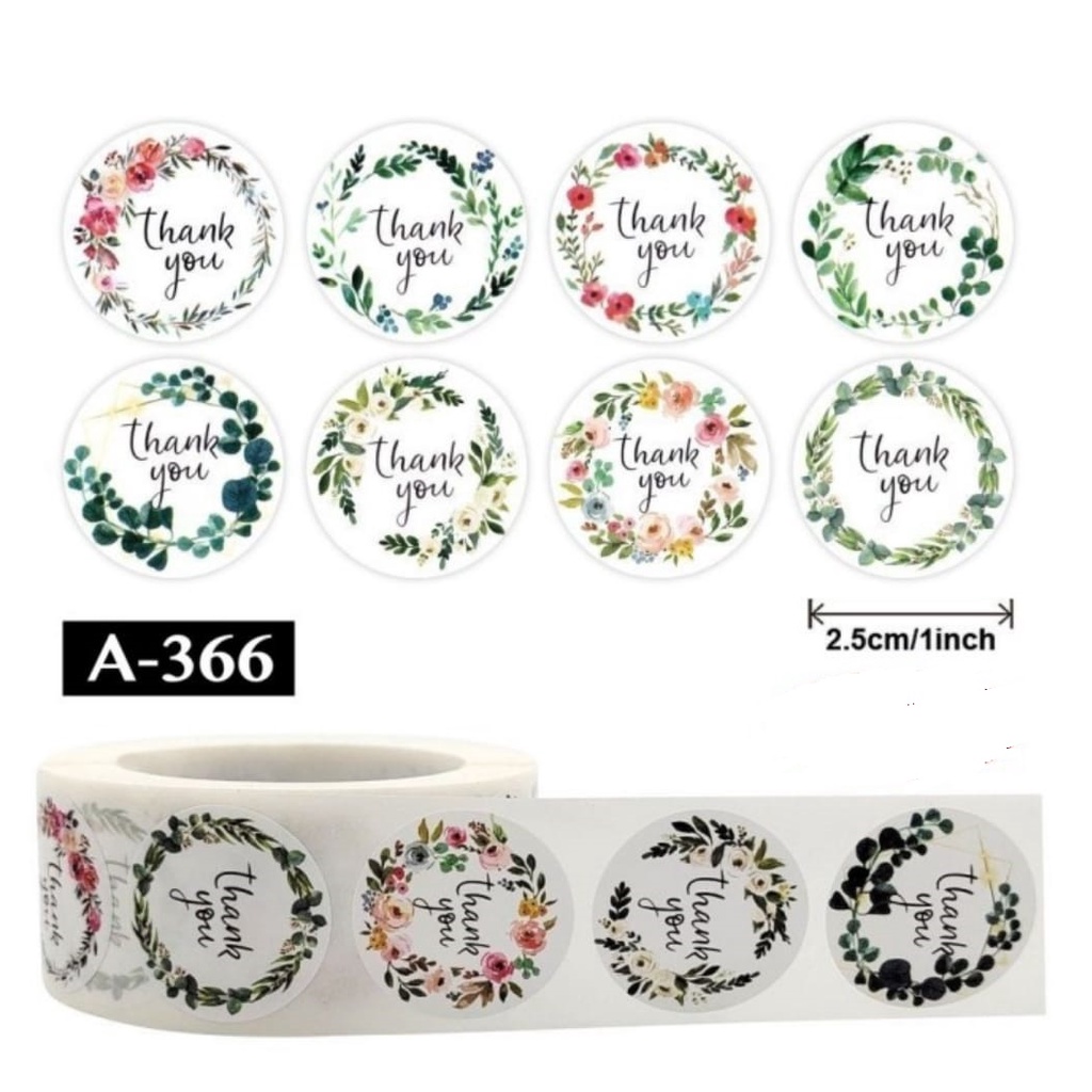 100pcs Sticker thank you Flower Motif Bunga Putih