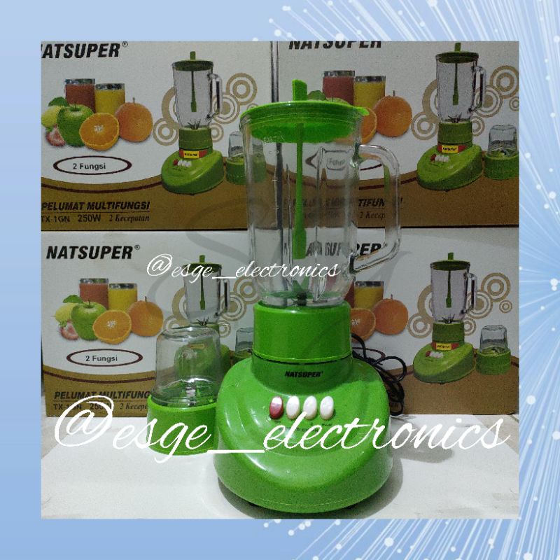 SET BLENDER MIYAKO NATIONAL NATSUPER BARU BAHAN KACA BLENDER JUS GELAS KACA BUMBU KERING KACA SET GE