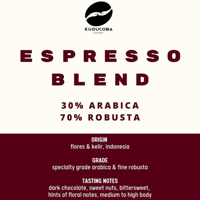 

Kuducoba Espresso / Kopi Susu Blend - 30% Arabica 70% Robusta - 1 kg