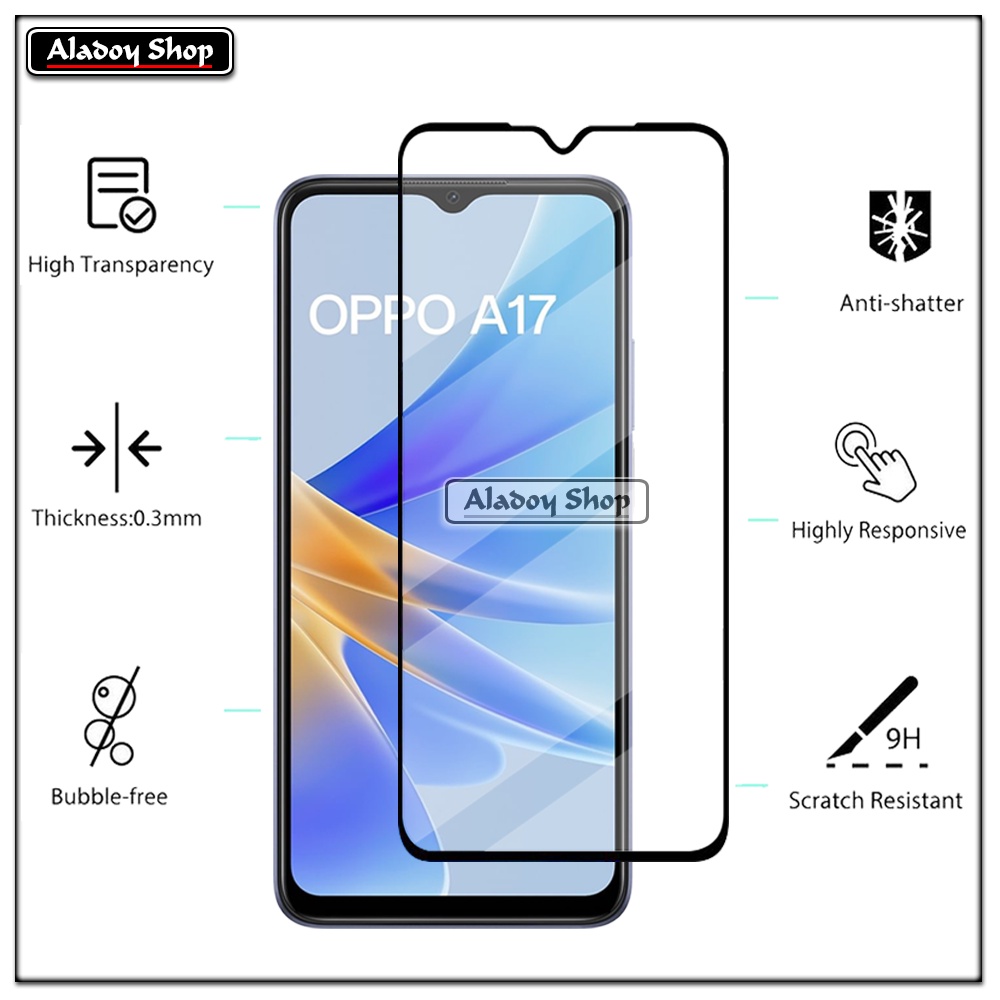 PAKET Tempered Glass + Skin Carbon Film 3D Oppo A17 4G 2022