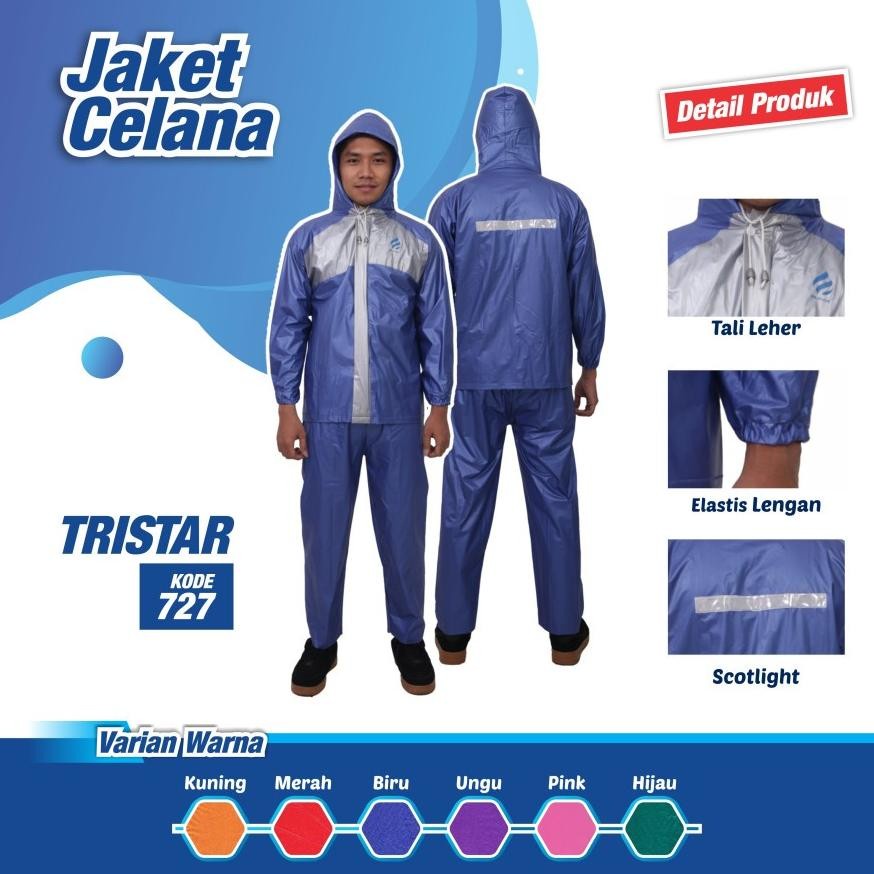 Jas Hujan Setelan Mantel Hujan Pria Wanita Anak SMP SMA Tanggung ABG Dewasa Imut Plevia Tristar 727