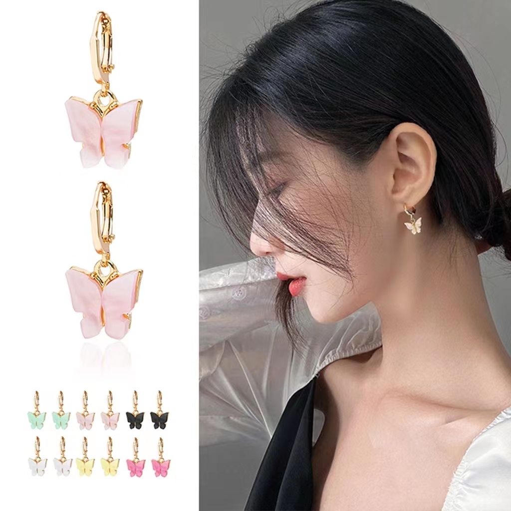 [COD] Anting wanita korea Kupu-kupu Manis Warna Akrilik Fashion Untuk Wanita