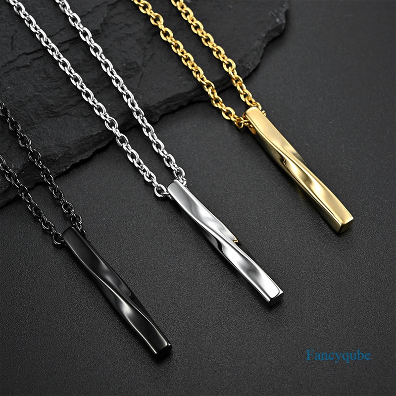 Fancyqube Kalung Rantai Liontin Persegi Panjang Bahan Titanium Steel Untuk Pria