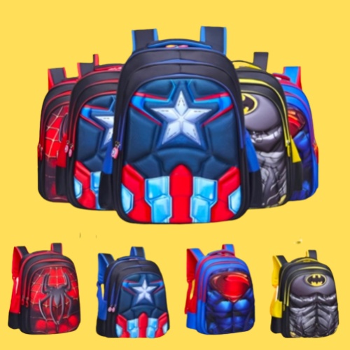 Tas Ransel Sekolah Anak Laki Laki Cowok Superhero Karakter TK SD PAUD TA0004