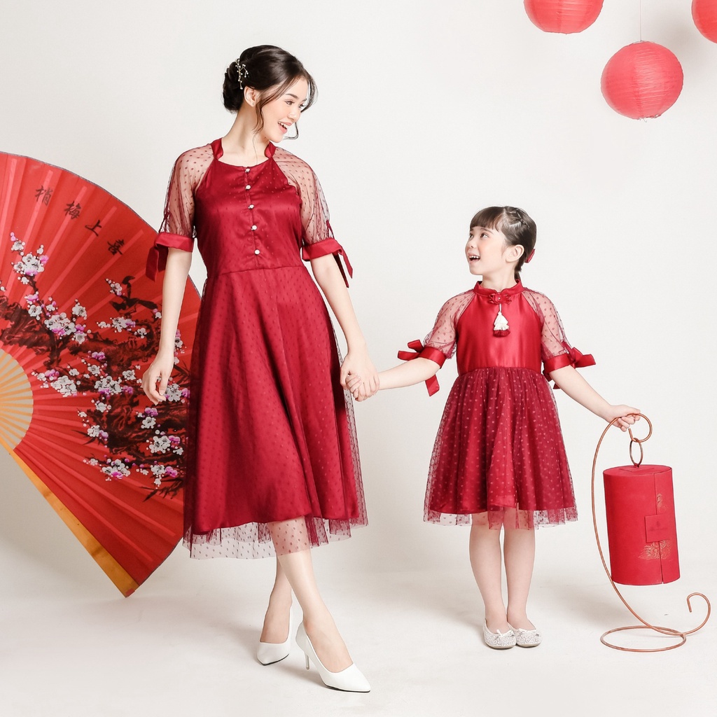 ZIEL KIDS - Lina Dress Mom & Girls / Mom & Girl / Imlek / Chinese New Year / CNY