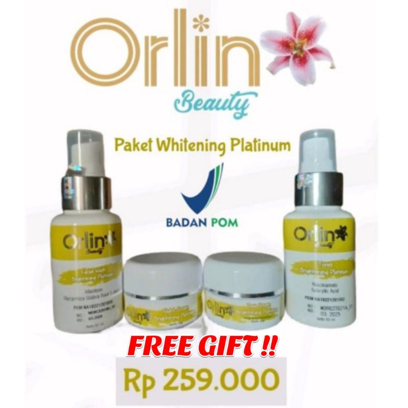 miffglow - Orlin Beauty paket Whitening platinum orlin beauty paket whitening brightening platinum orlin original bpom