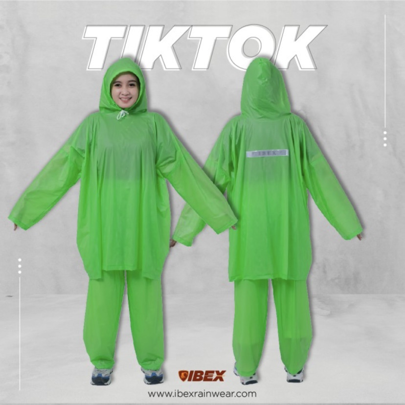 JAS HUJAN DEWASA UNISEX PONCO LENGAN CELANA TIK   TOK IBEX