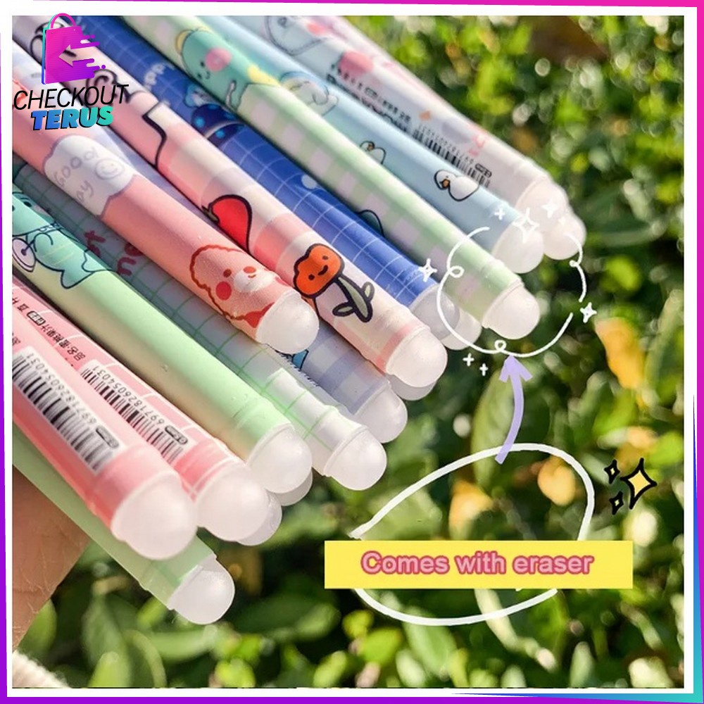 CT A42 Pulpen Gel Hapus Karakter Animal isi 6 pcs Tinta Bisa Di Hapus Alat Tulis Sekolah Pulpen Erasable Bolpoin Portable