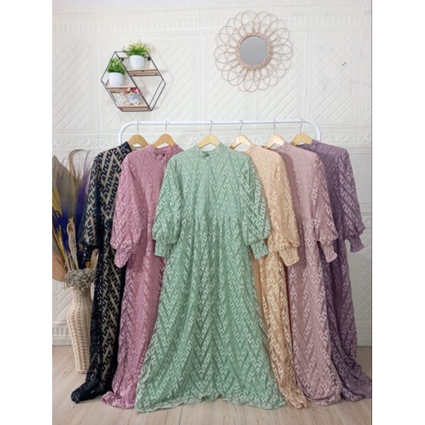 GAMIS OZIAS TERBARU LENGAN BALON/GAMIS BUSUI/MEWAH MURAH/BROKAT LEMBUT