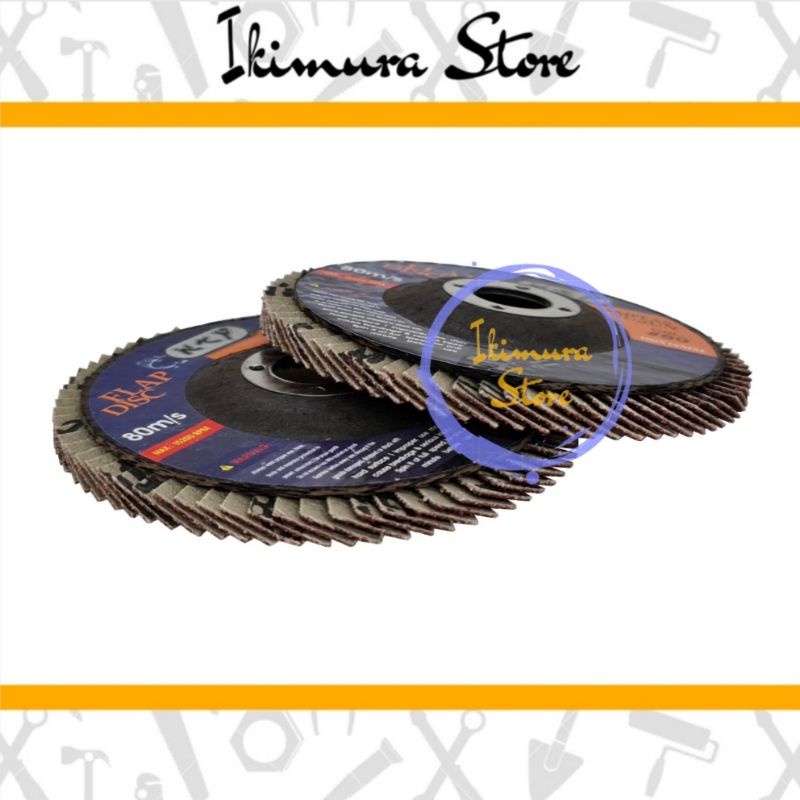 Amplas Flap Disc 4 inch Grit 80 / 100 / 120 / 150 / 180 / 240 / Gerinda Amplas Susun 4 inchi Grid 80 / 100 / 120 / 150 / 180 / 240