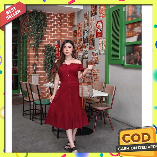 Baju Dress Pesta Wanita Kondangan Moscrepe Tile Dewasa Remaja Terbaru 2022 Kekinian Imlek Natal Kuen