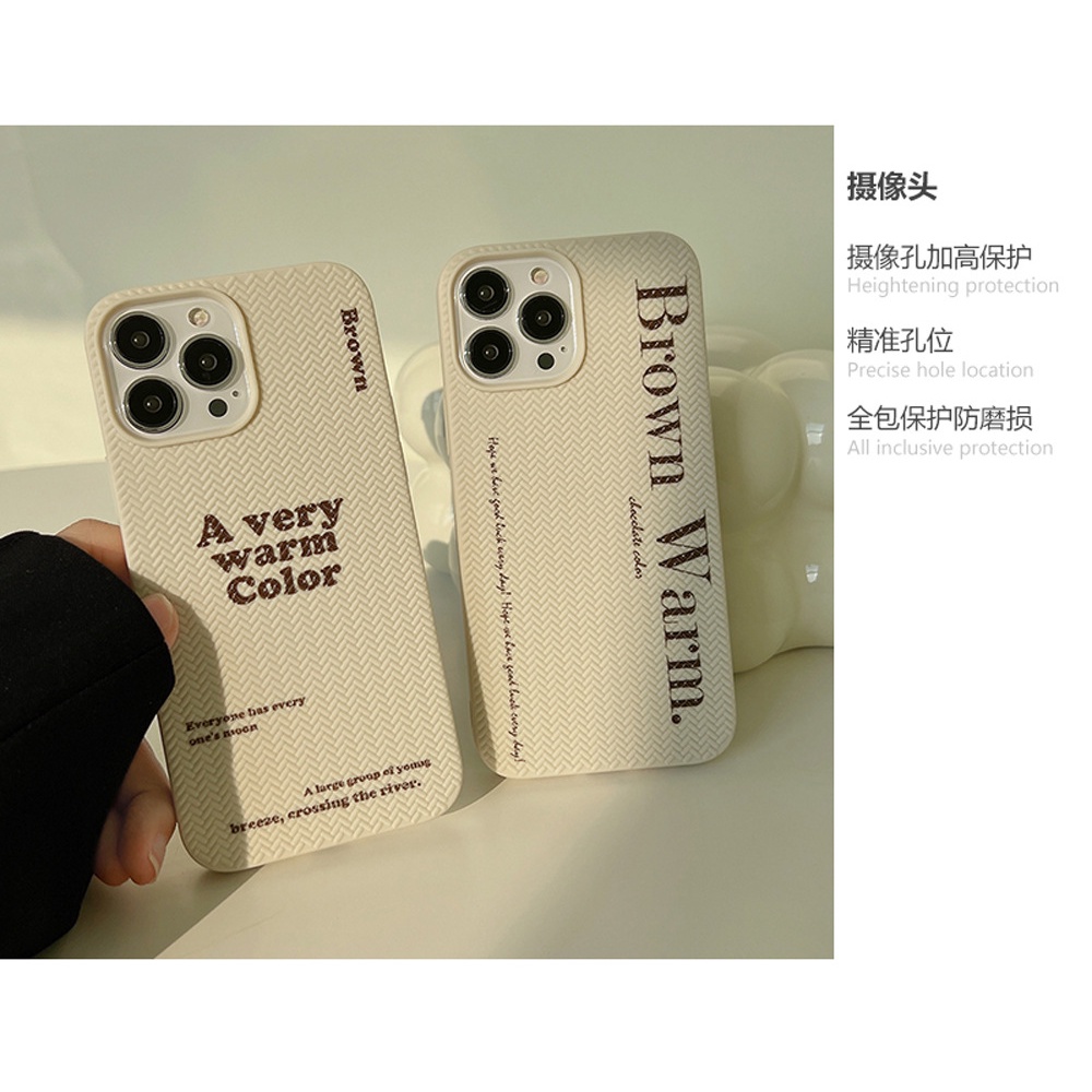 IPHONE Ins Sederhana Coklat Sweater Hangat Pola Case Untuk Iphone14 7 XS XR 11 12 13 PRO MAX Casing Cover Pelindung AT0180