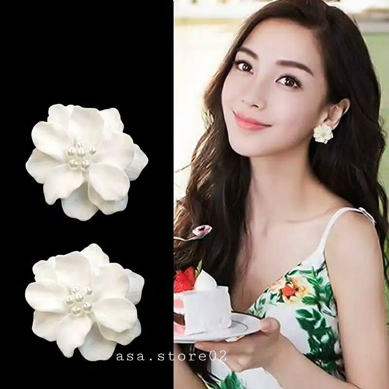 Anting Wanita Bunga GARDENIA Anting Tusuk//Terbaru