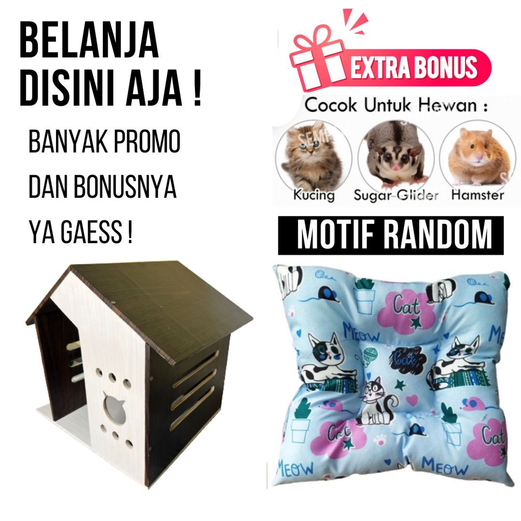 RUMAH KANDANG KUCING PREMIUM CAT HOUSE BESAR ATAP LANCIP TINGKAT MURAH KUCING  FEFARM