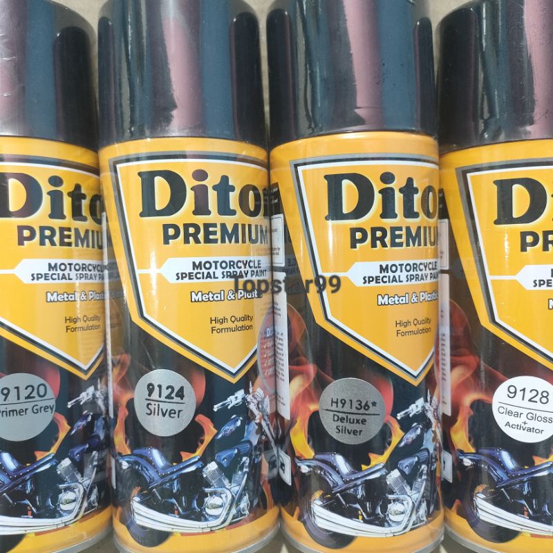 Pilok Cat Diton Premium Paket Lengkap 4 Kaleng Deluxe Silver abu abu 9136 Primer Grey 9120 Silver 9124 Clear Gloss 9128 400cc Pilox Paketan Cat Semprot Special Spray Paint