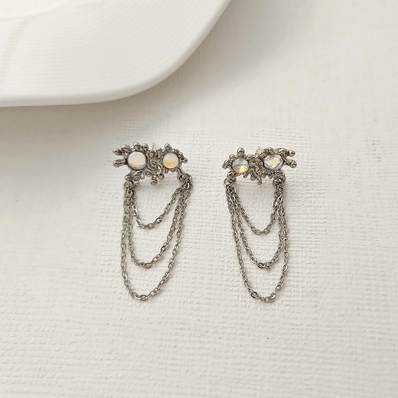 Anting Tusuk Gantung Desain Geometri Hias Moonstone Untuk Wanita