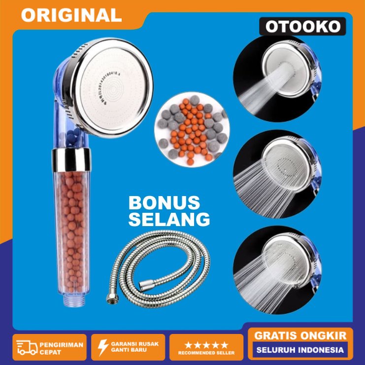 Kepala Ion Head Shower SPA Ionizer Kesehatan Kamar Mandi 3 Mode Ion SPA Ionizer Healthy Crystal 3 Mode Bonus Selang 140CM